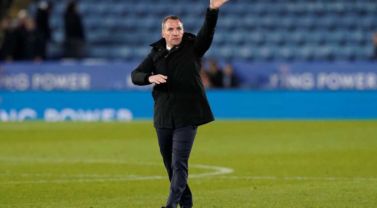 Técnico do Leicester City, Brendan Rodgers, durante partida contra o Birmingham City pela Copa da Inglaterra